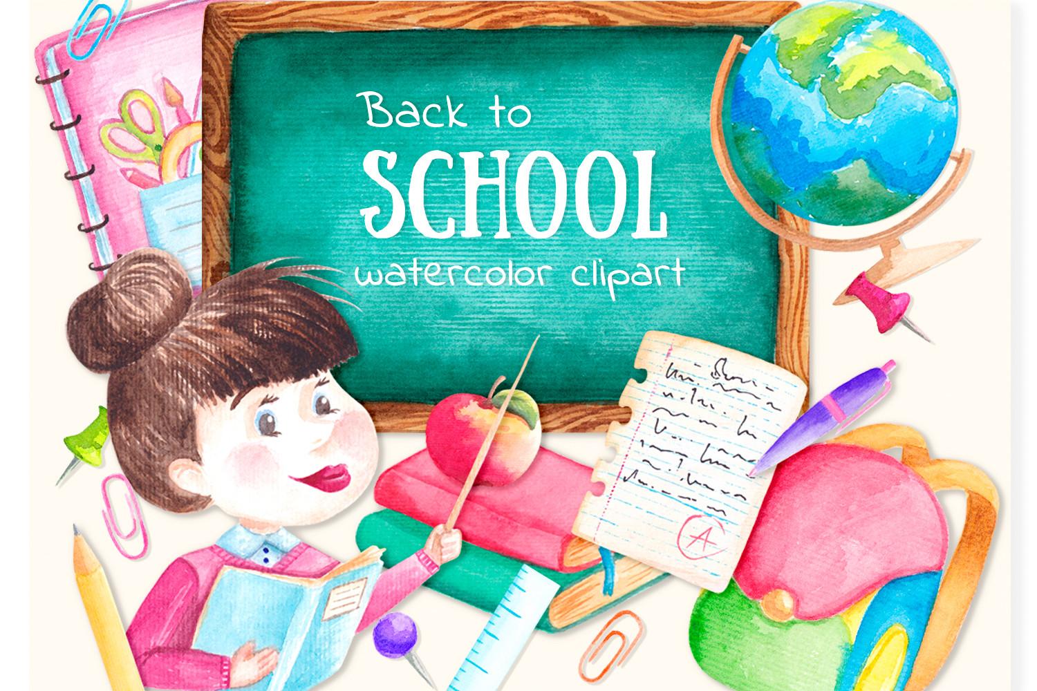 Watercolor School Clipart