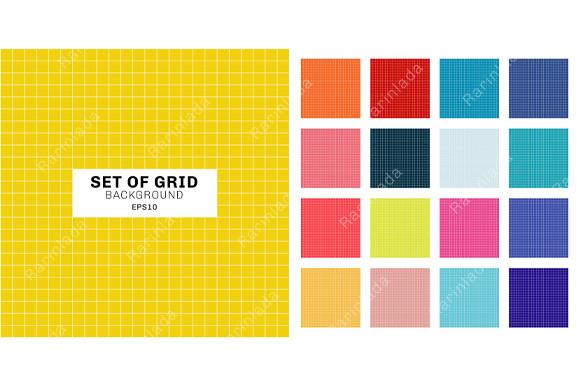 Set of Line Grid Striped Squares Pattern