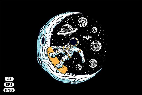 Astronaut Skateboarding on the Moon