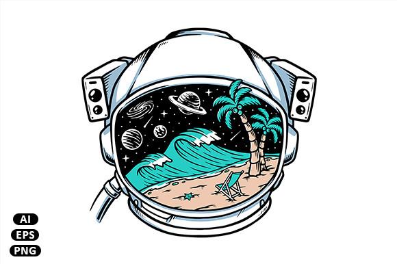 Beach View in Astronaut Helmet