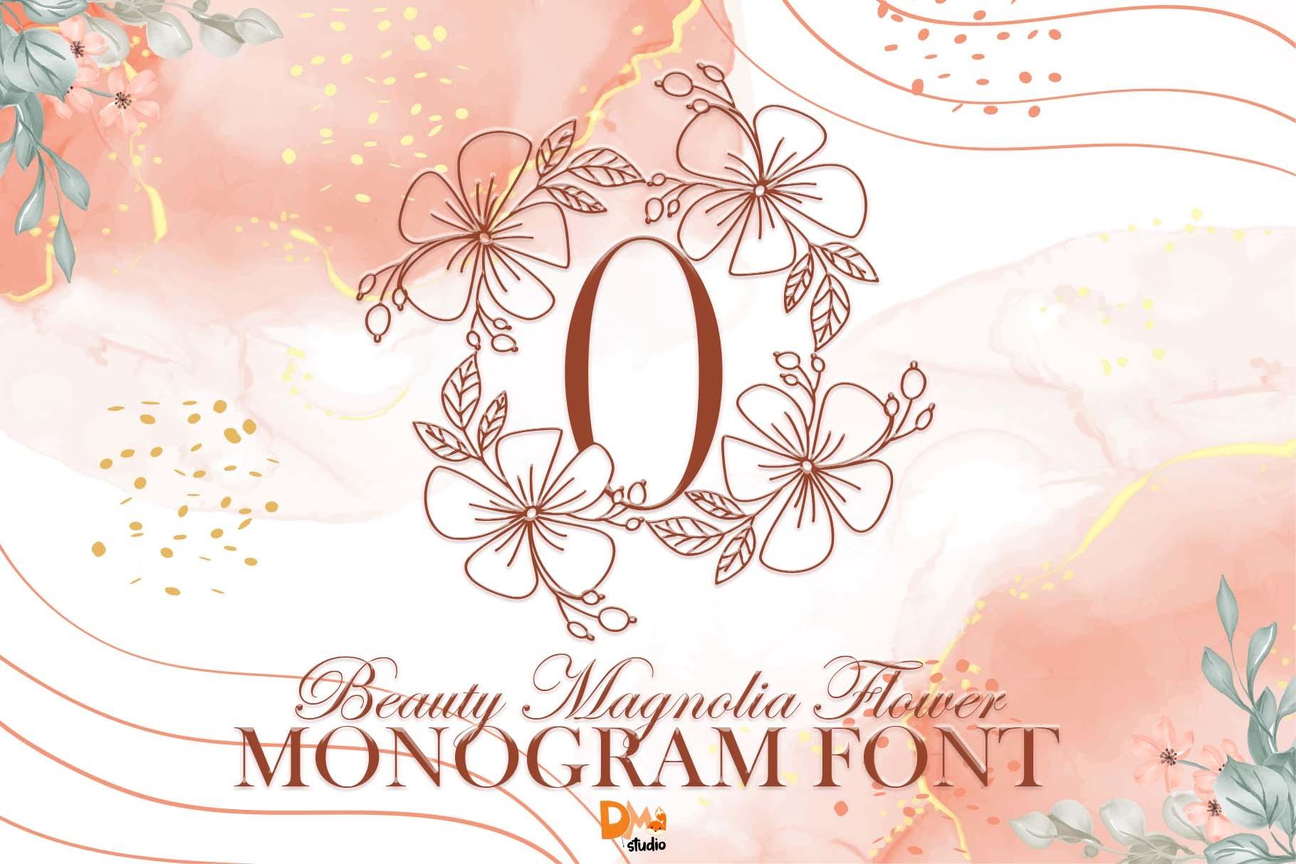 Beauty Magnolia Flower Monogram Font