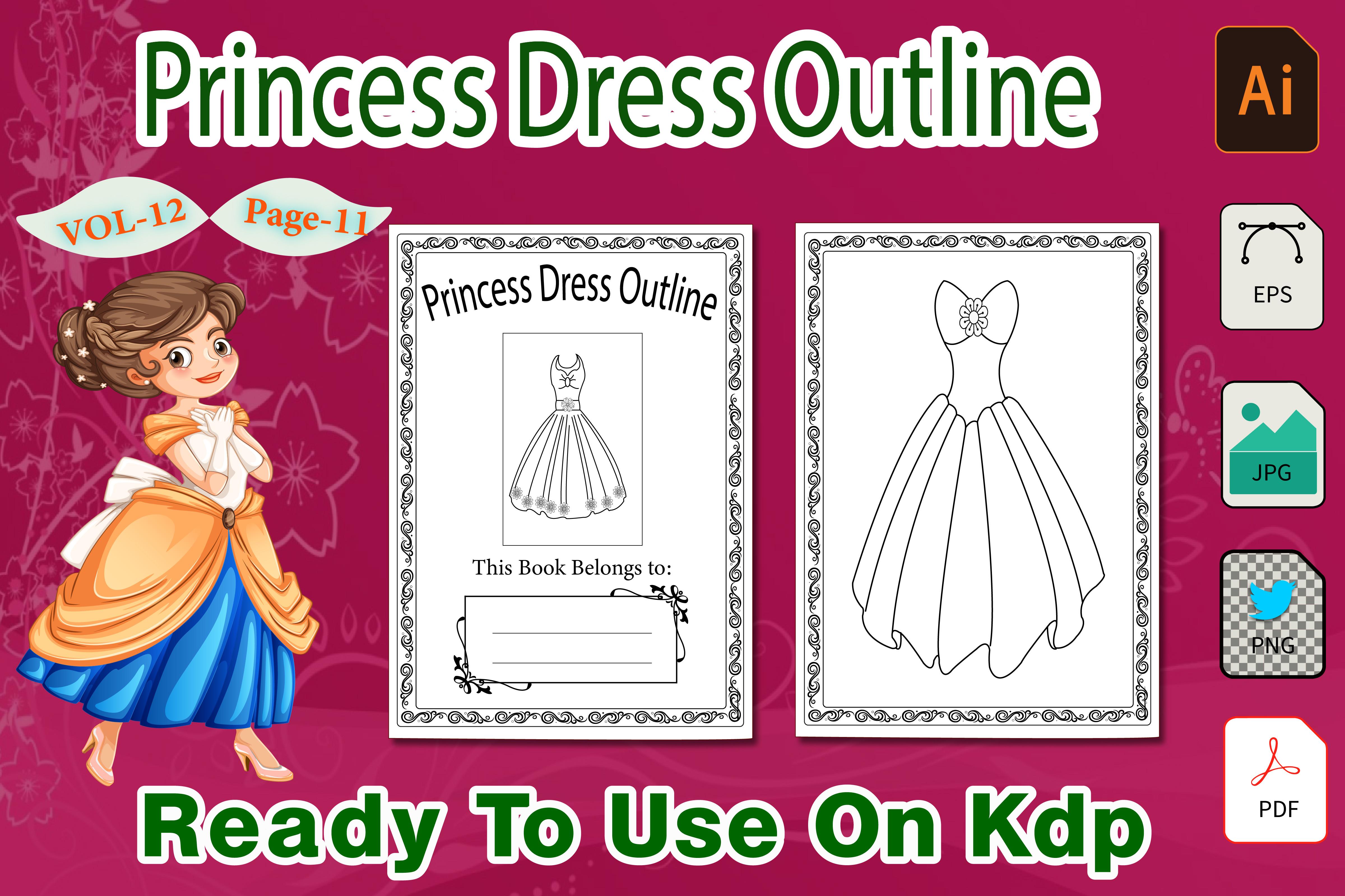 Barbie Princess Dress Outline Vol-12