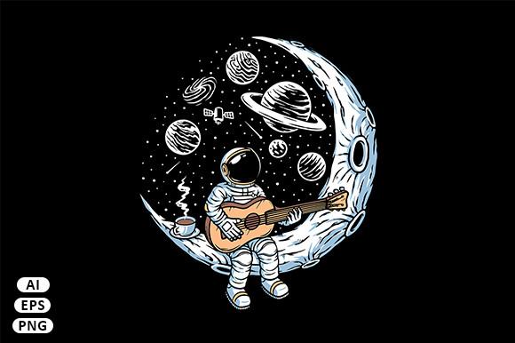 Astronaut Playing Guitar on the Moon
