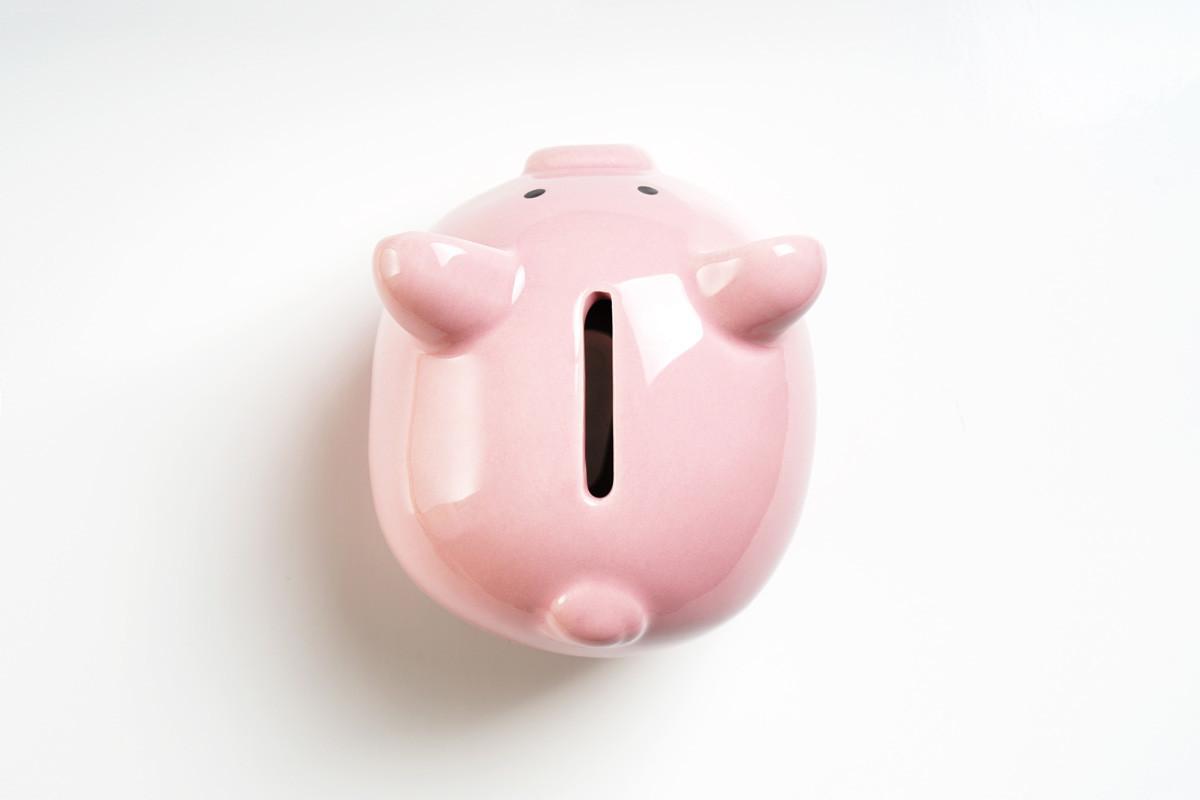 Overhead View of Piggy or Coin Bank or Piggybank or Money Box