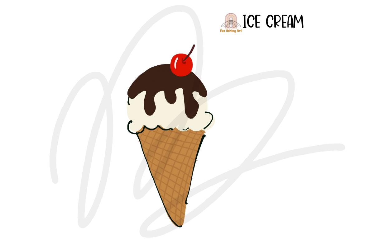 Vanilla Ice Cream Cone Cherry and Choc