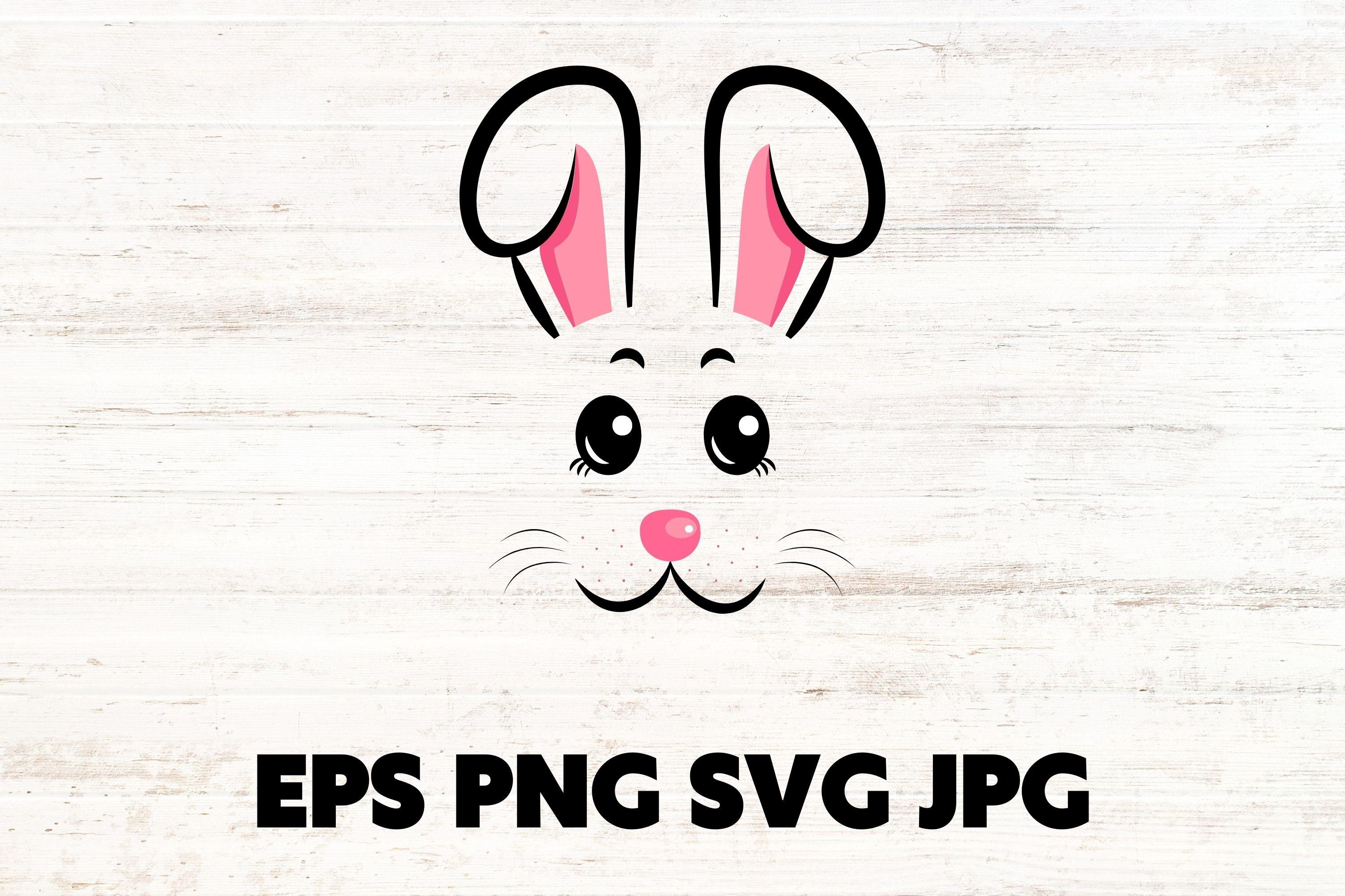 Cute Cartoon Bunny Face Clipart SVG