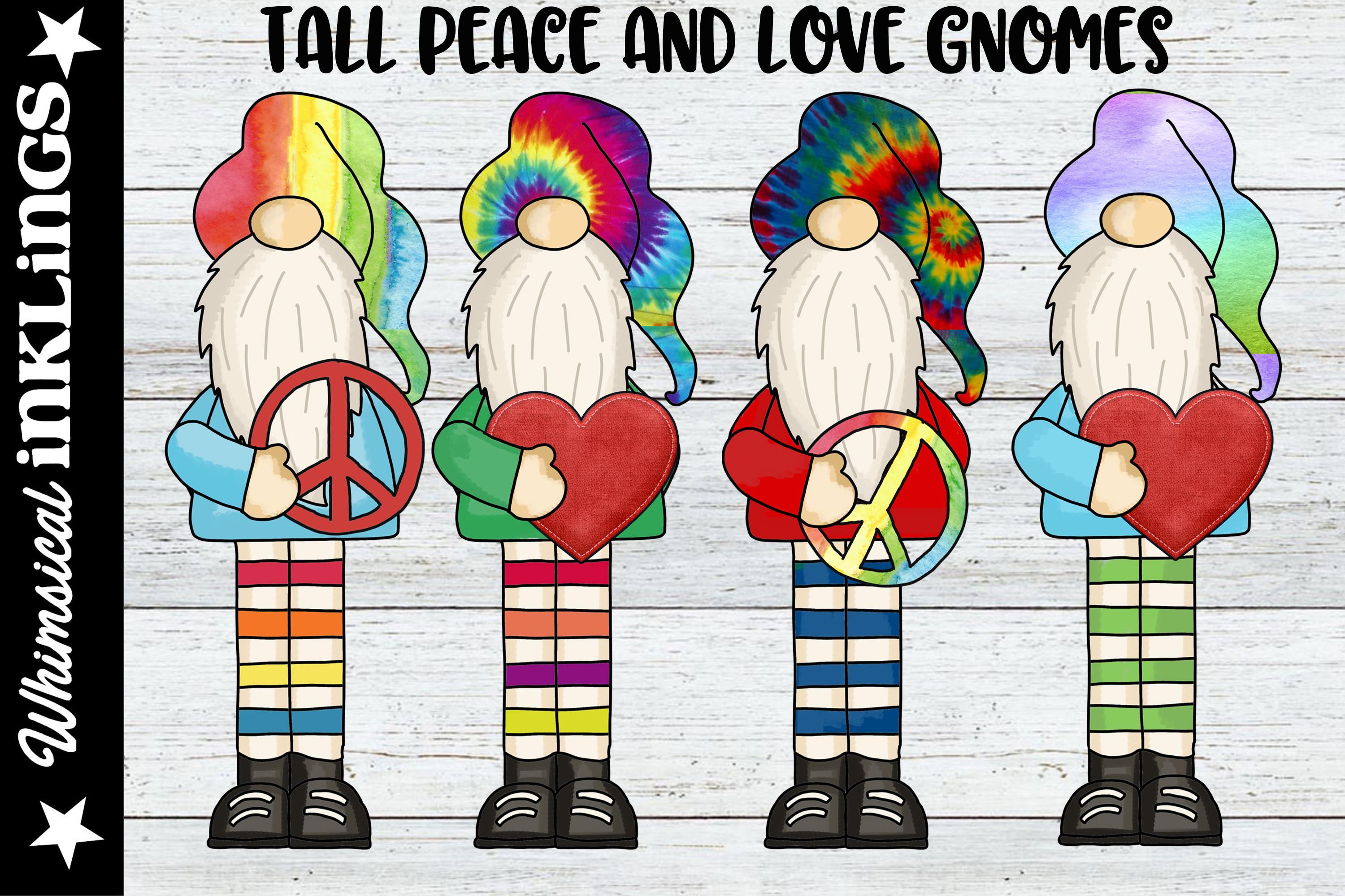 Tall Peace and Love Gnomes