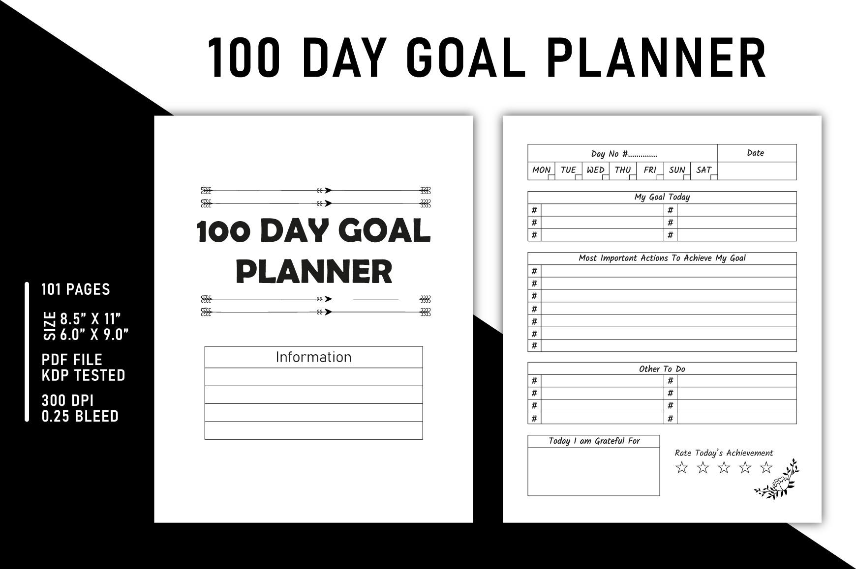 100 Days Goal Planner for Kdp Interior