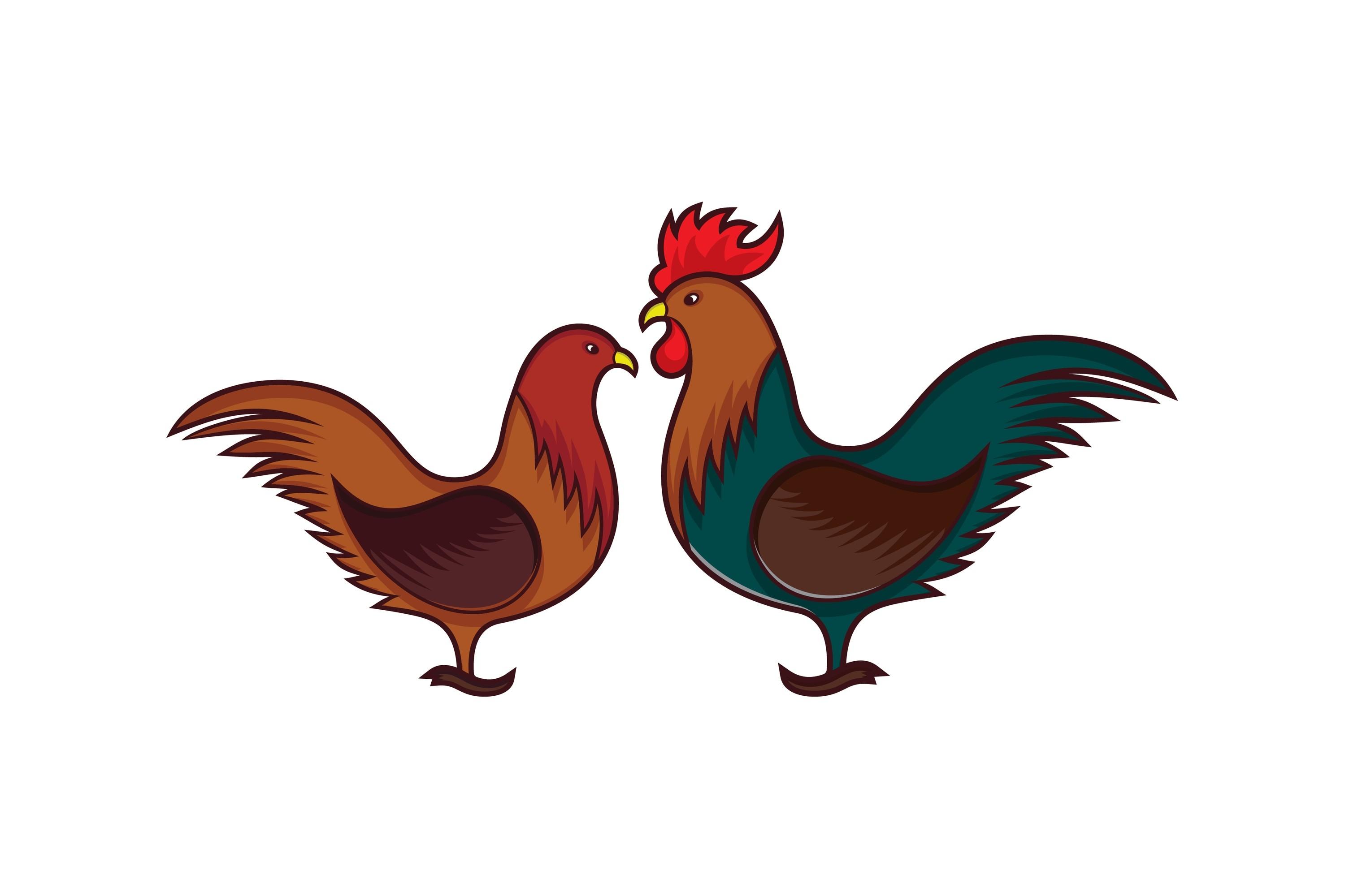 Chicken and Rooster Vector Illustration