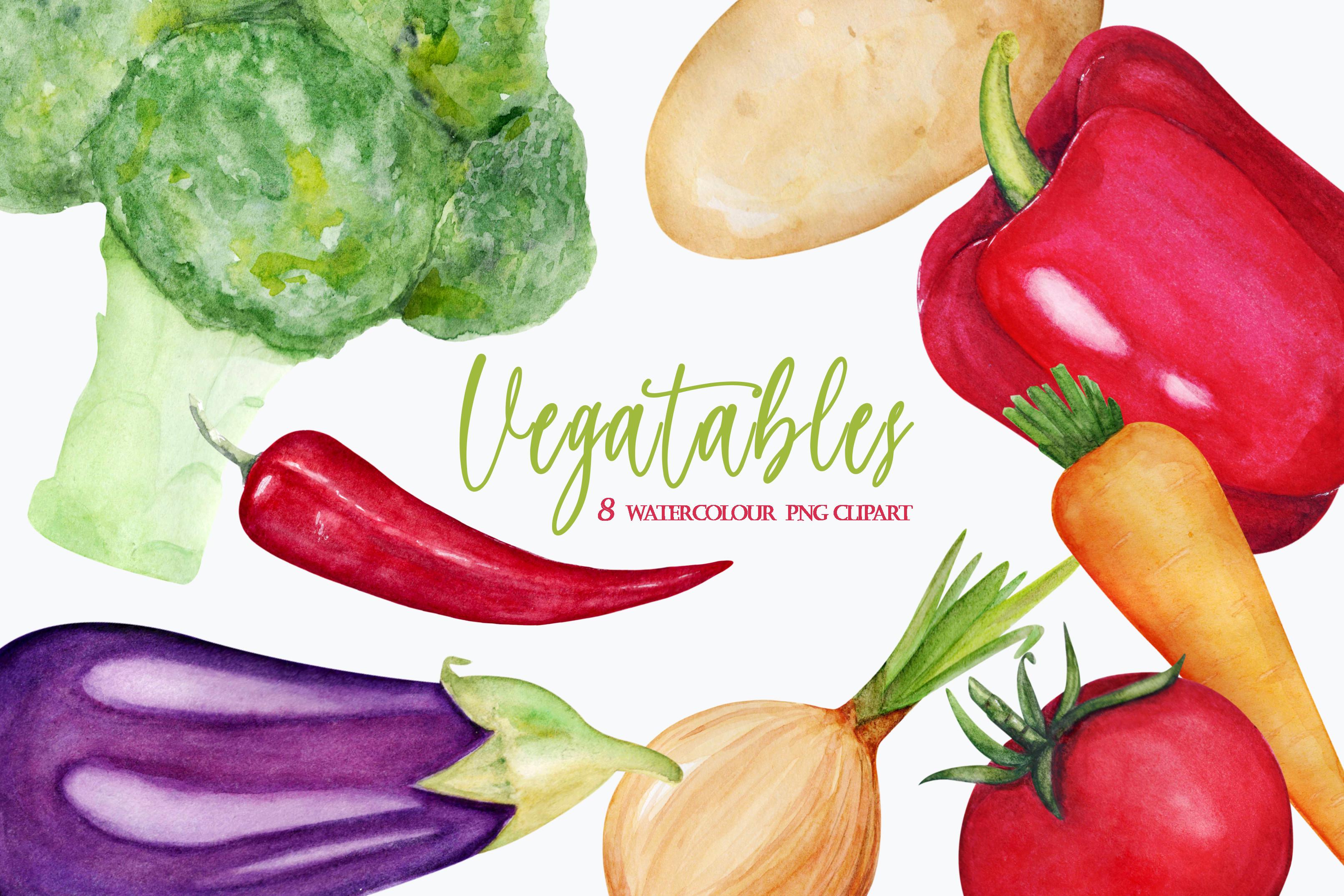 Watercolor Vegetable Clipart Set